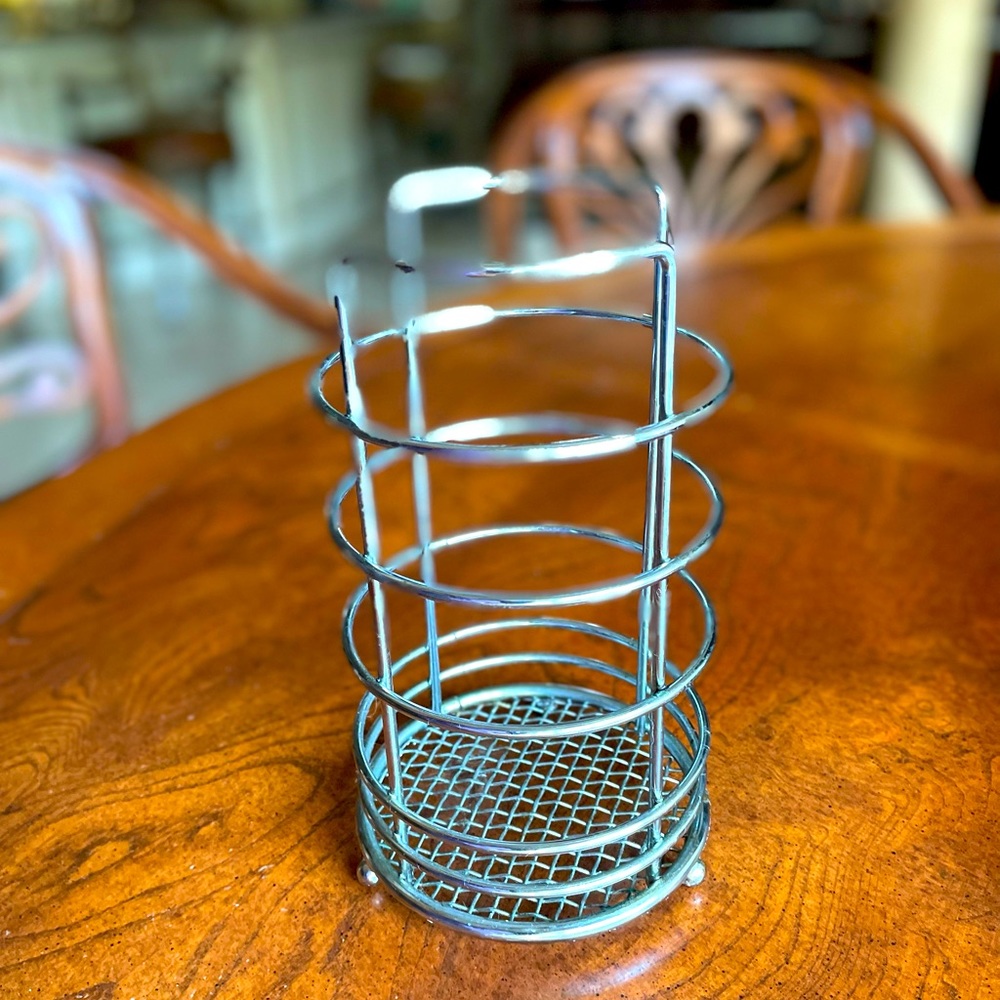 Silver Metal Utensil Holder